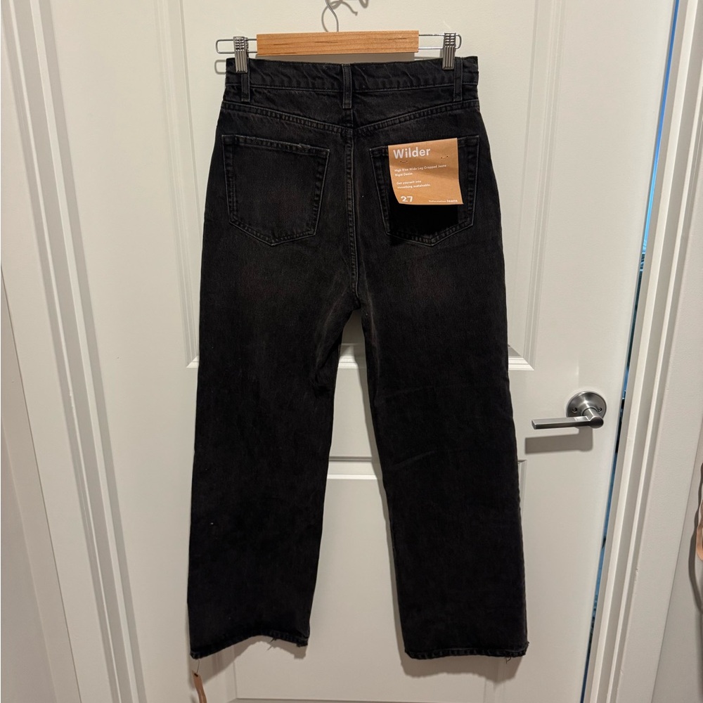 Reformation Wilder High Rise Wide Leg Cropped Jeans Black - Size 27 - Picture 4 of 6